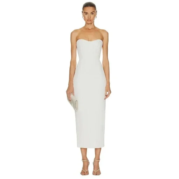 SIMKHAI Caspian Bustier Midi Dress in White New Womens Bodycon Corset - Picture 4 of 15